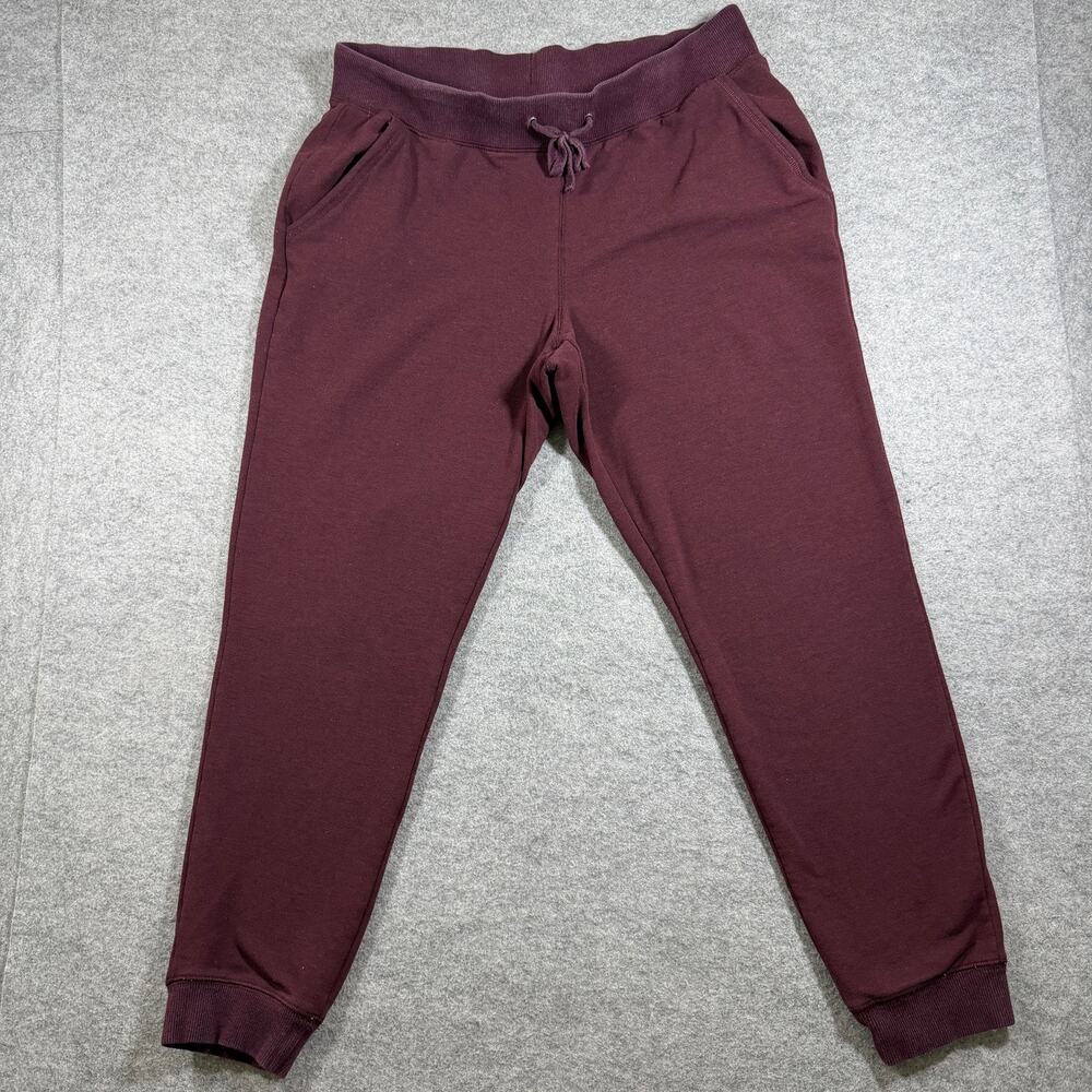 L.L.Bean Joggers Womens M Regular Burgundy Stretch Elastic Waist Casual Pants